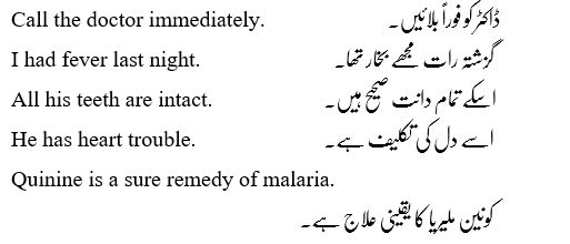English Sentences on Health with Urdu meaning
