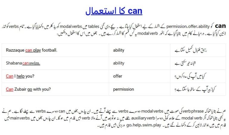 Use of can modal auxiliary verbs