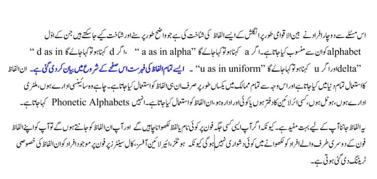 Phonetic Alphabet in Urdu