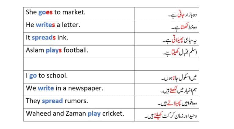 Examples of Present Indefinite Tense from Tenses in Urdu