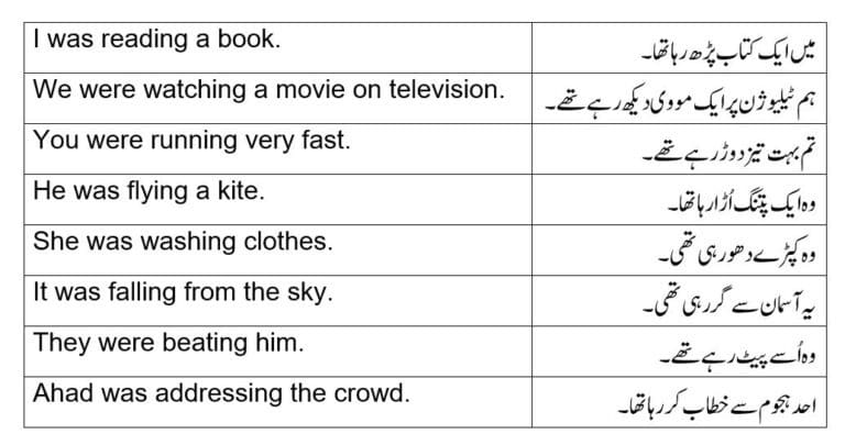 Examples of Past Continuous Tense in Urdu