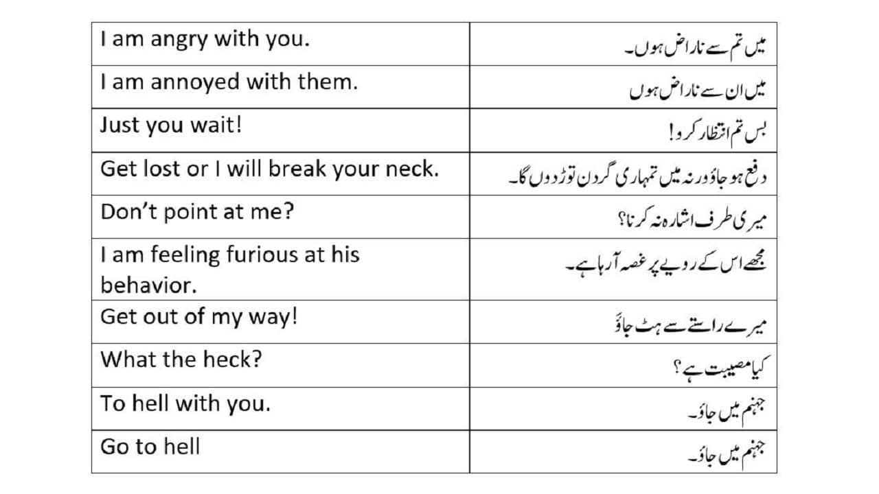 Anger Sentences Woth Urdu Translation #foryou #for #foryoupage #viral