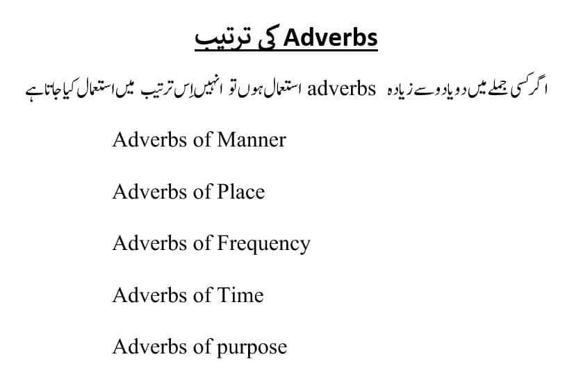 Adverb Meaning In Urdu