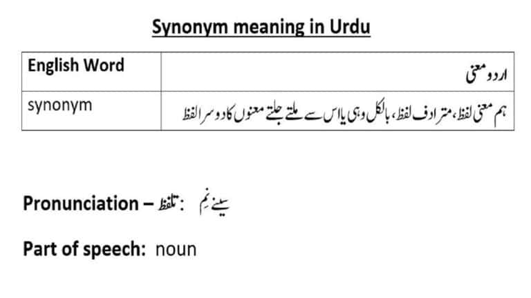synonym meaning in Urdu