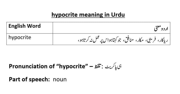 hypocrite meaning in Urdu