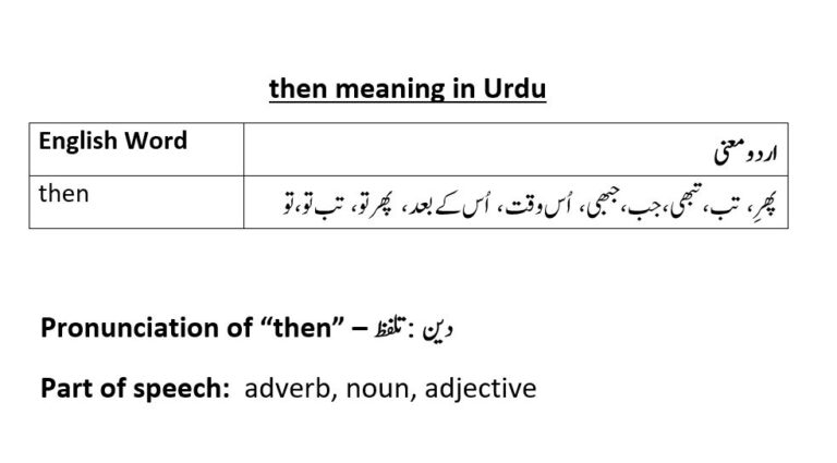 then meaning in Urdu