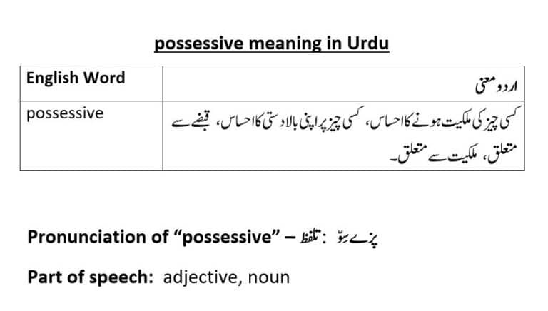 What Is The Meaning Of Possessive In Urdu