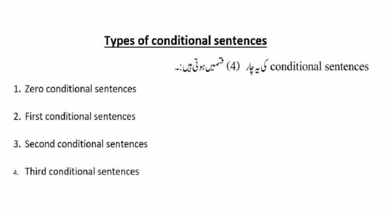 Types of conditional sentences in Urdu