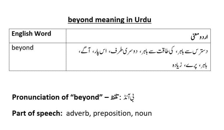 beyond meaning in Urdu