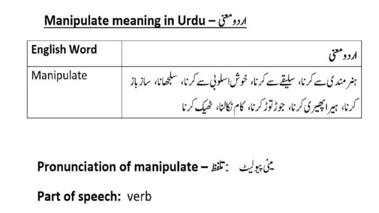 manipulate meaning in Urdu