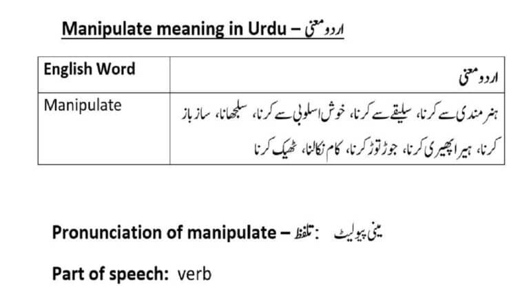 Manipulate Meaning In Urdu With Examples And Pronunciation