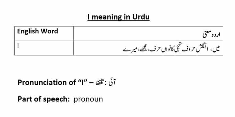 I meaning in Urdu