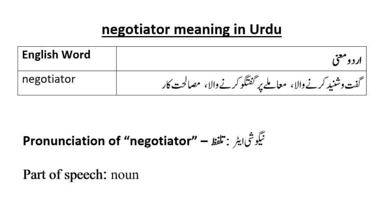 negotiator meaning in Urdu