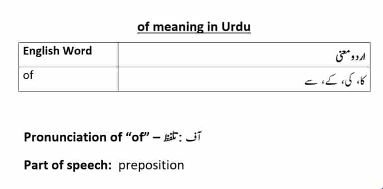 Of Meaning In Urdu With Examples Definition And Pronunciation