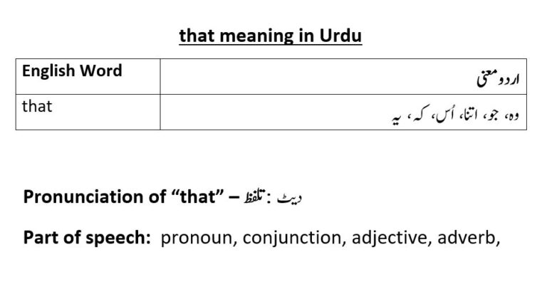 that meaning in Urdu