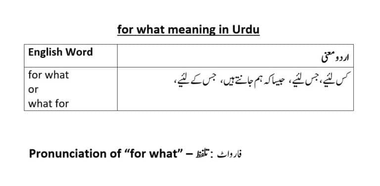 For What Meaning In Urdu And Its Use In Example Sentences