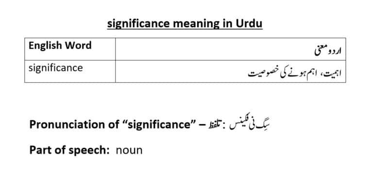 significance meaning in Urdu