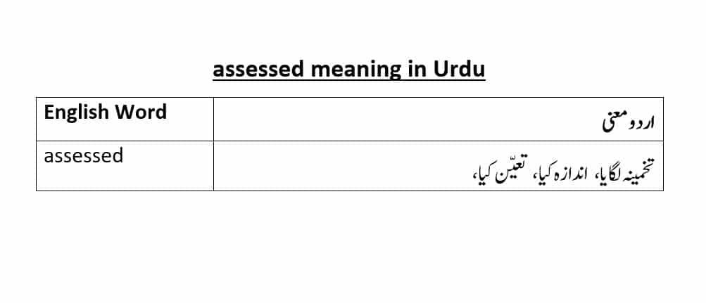 assessment meaning in urdu