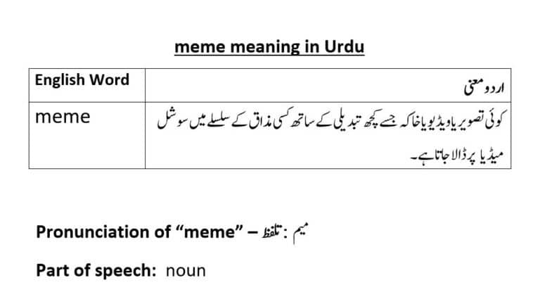 meme meaning in Urdu