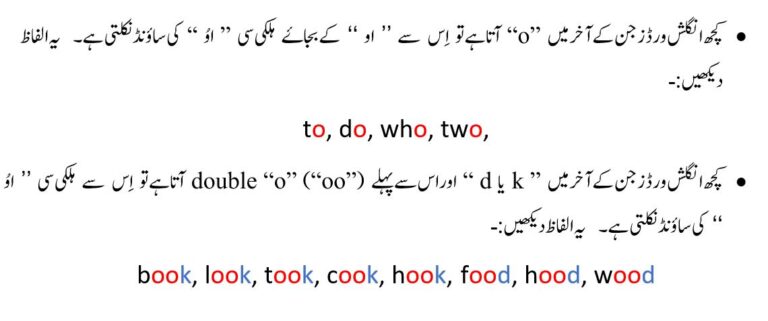 Vowel O sounds explained in Urdu