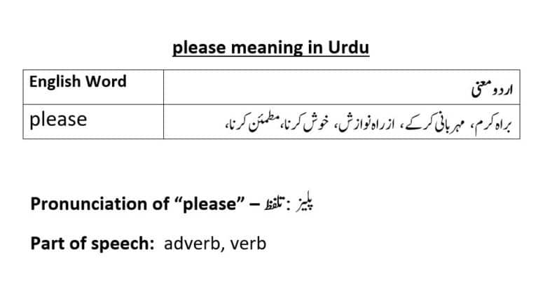 please meaning in Urdu