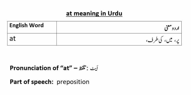 at meaning in Urdu