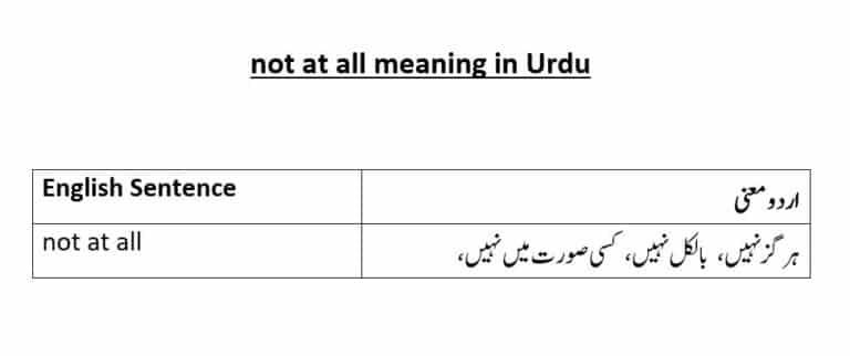 not at all meaning in Urdu