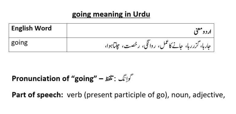 going meaning in Urdu