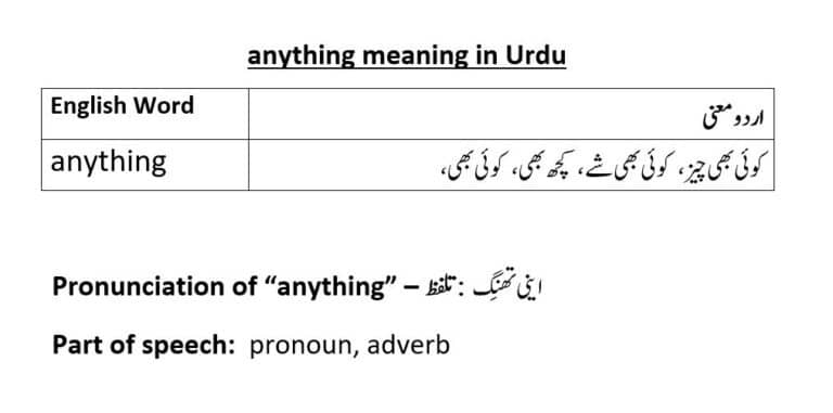 anything meaning in Urdu