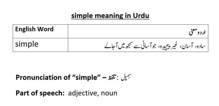 simple meaning in Urdu