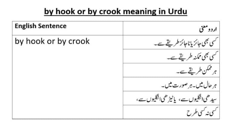 by hook or by crook meaning in Urdu