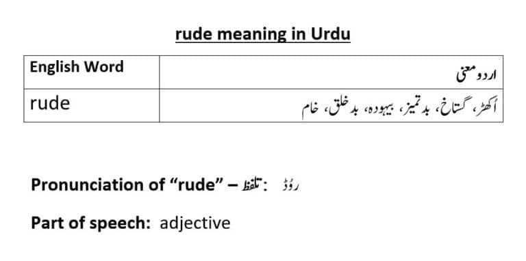 rude meaning in Urdu