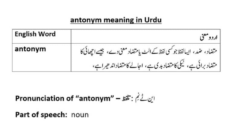 antonym meaning in Urdu