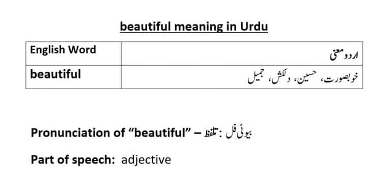 beautiful meaning in Urdu