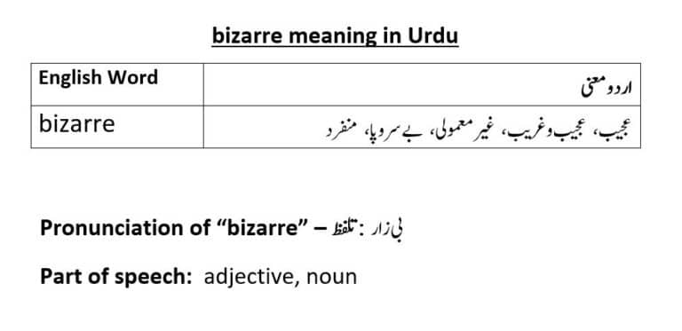  bizarre Meaning In Urdu With Examples And Pronunciation