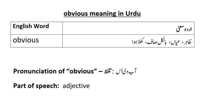 obvious meaning in Urdu