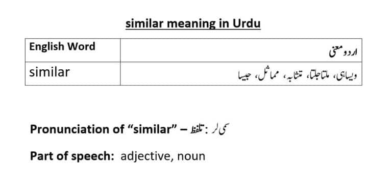 similar meaning in Urdu