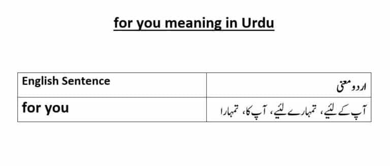 for you meaning in Urdu