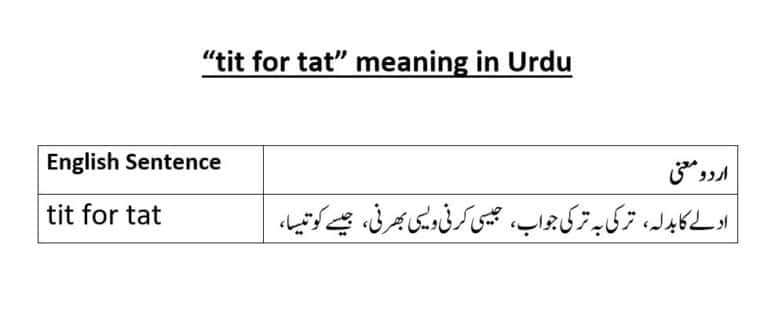tit for tat meaning in Urdu
