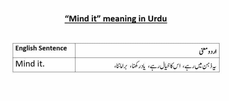 mind it meaning in Urdu