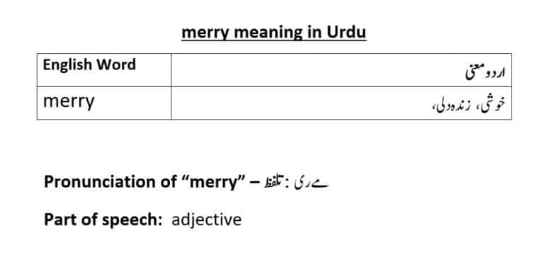 merry meaning in Urdu.