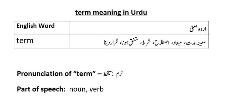 term meaning in Urdu