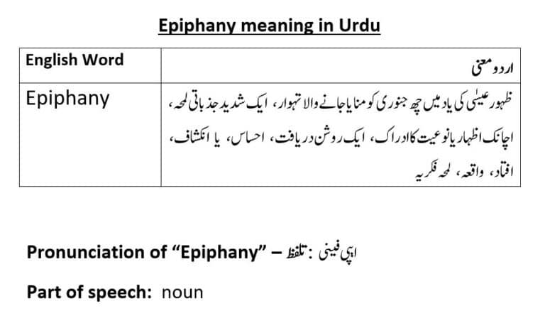 Epiphany meaning in Urdu