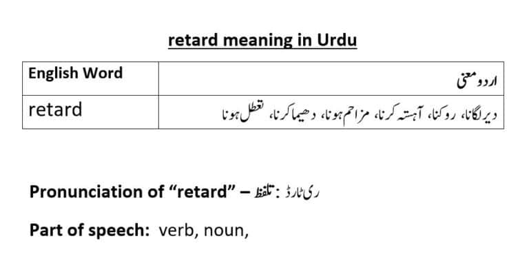 retard meaning in Urdu