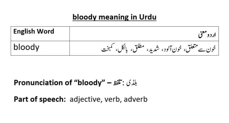 bloody meaning in Urdu