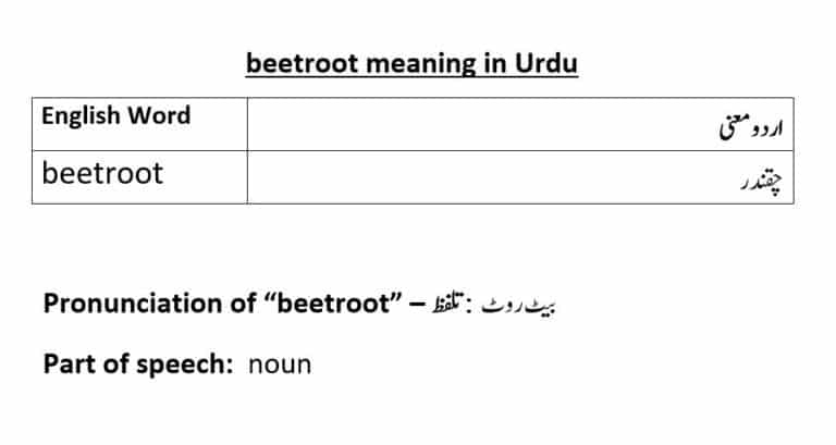 beetroot meaning in Urdu