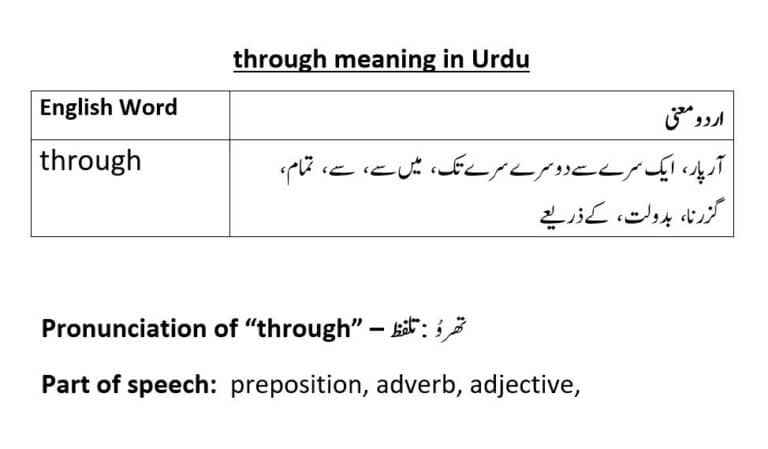 Through Meaning In Urdu With Examples And Pronunciation