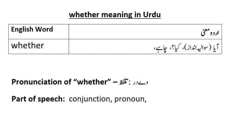 whether meaning in Urdu