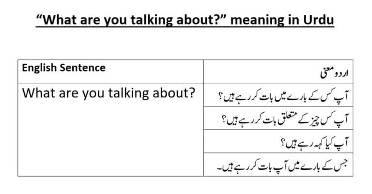 What are you talking about meaning in Urdu