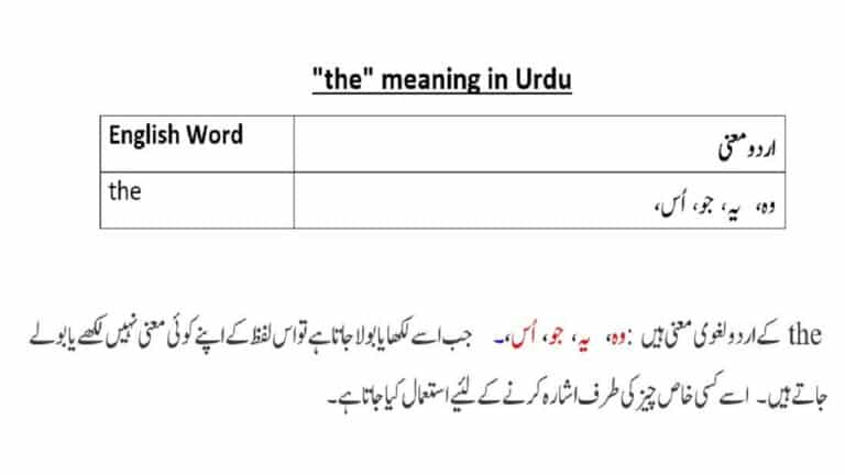 Meaning of the in Urdu